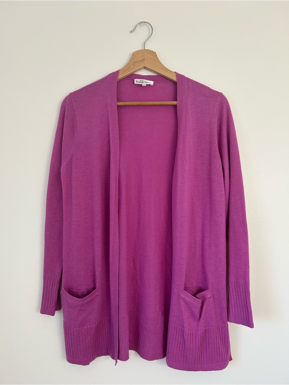 Northern Reflections Pink Cardigan Shawl Ribbed Cuffs and Hem